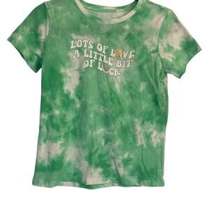 NWT Girls Green Tie-Dye Graphic Tee Saint Patrick’s Day 14